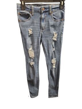 Aeropostale Distressed Skinny Jeans Womens Size 4 Light Wash Stretch Denim